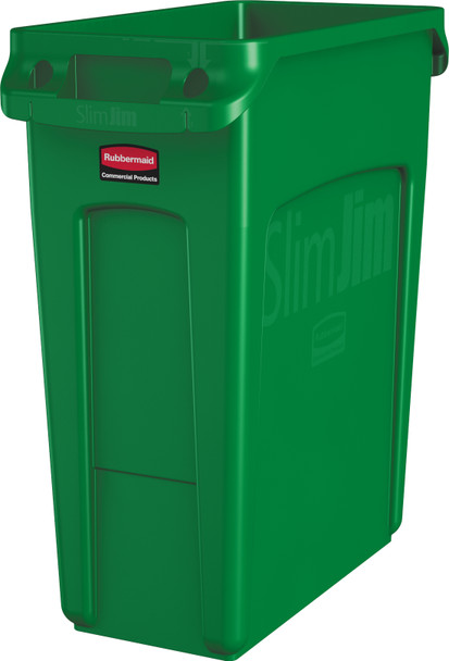 Rubbermaid Slim Jim with Venting Channels - 60 Ltr - Green - 1955960