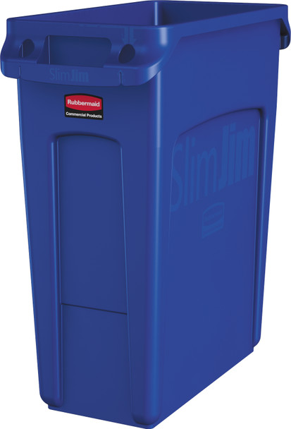 Rubbermaid Slim Jim with Venting Channels - 60 Ltr - Blue - 1971257
