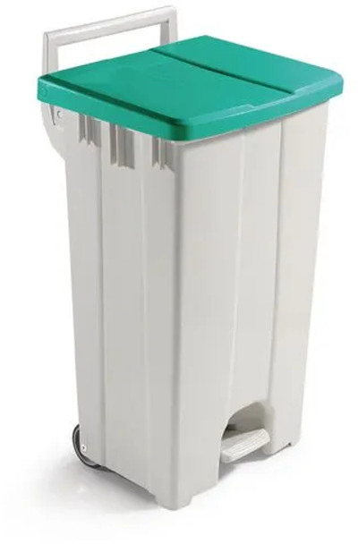 Derby Bin with Pedal - 90 Ltr - White/Green - 357005