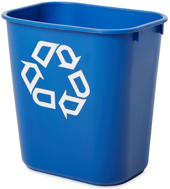 Rubbermaid Rectangular Wastebasket with Recycling Logo - 12.9 Ltr - Blue - FG295573BLUE