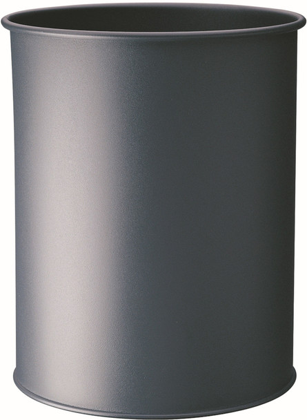 Durable Round Metal Waste Basket - 15 Ltr - Charcoal - 330158