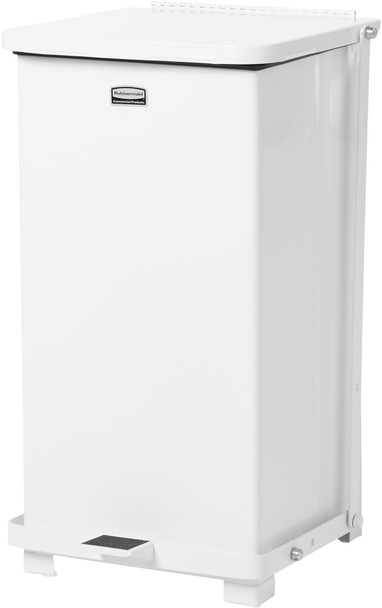 Rubbermaid Defender Square Pedal Bin with Plastic Liner - 24 Ltr - White - FGST12EPLWH