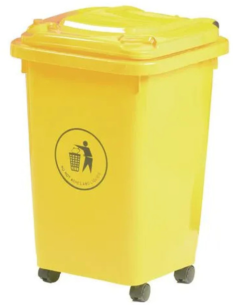 Wheeled Litter Bin - 50 Ltr - Yellow - 390563