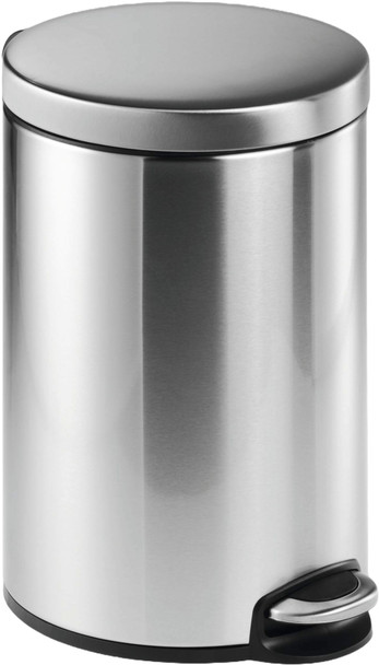 Durable Round Pedal Bin - 12 Ltr - Silver - 340123