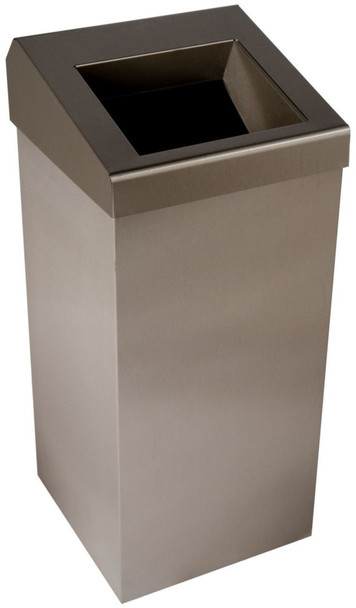 Metal Waste Bin with Open Chute Lid - WR-PL75MBS - 50 Ltr - Brushed Stainless Steel
