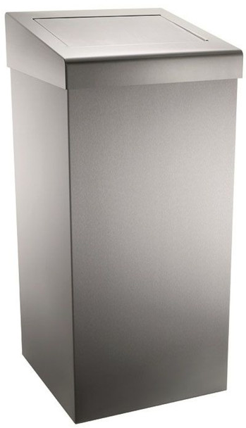 Metal Waste Bin with Flap Lid - WR-PL77MBS - 50 Ltr - Brushed Stainless Steel