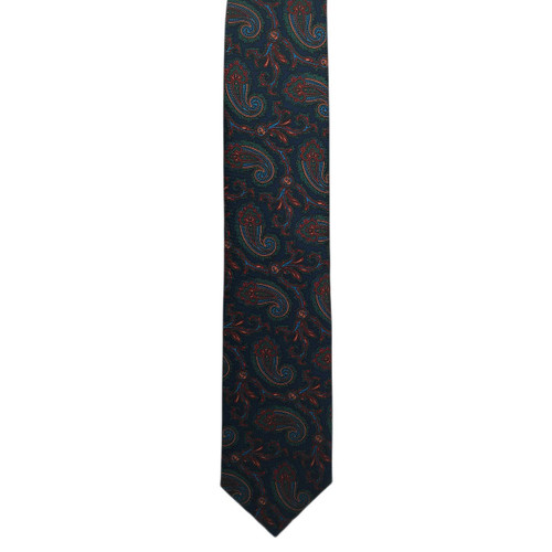 Navy Ancient Madder Paisley Print Tie