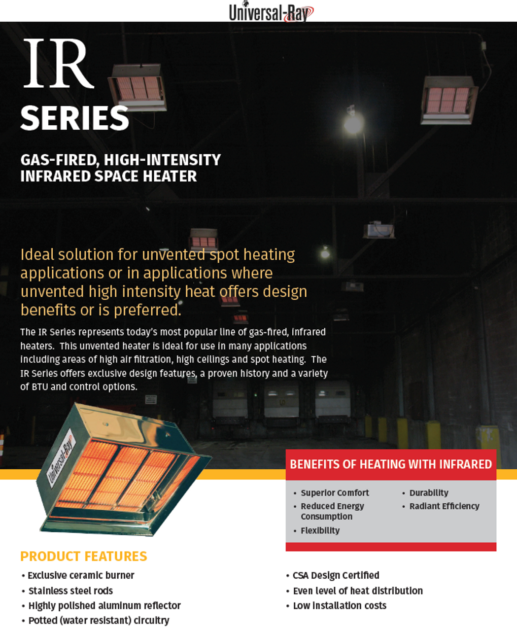 Universal Ray IR30 High Intensity Ceramic Heater Natural Gas 24V