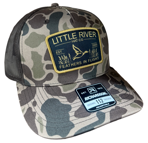 Little River Feathers in Flight 112 hat woven flying bird patch.