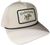 WaterFowler 258 trucker hat in Khaki with dog retrieving bird patch and rope detail