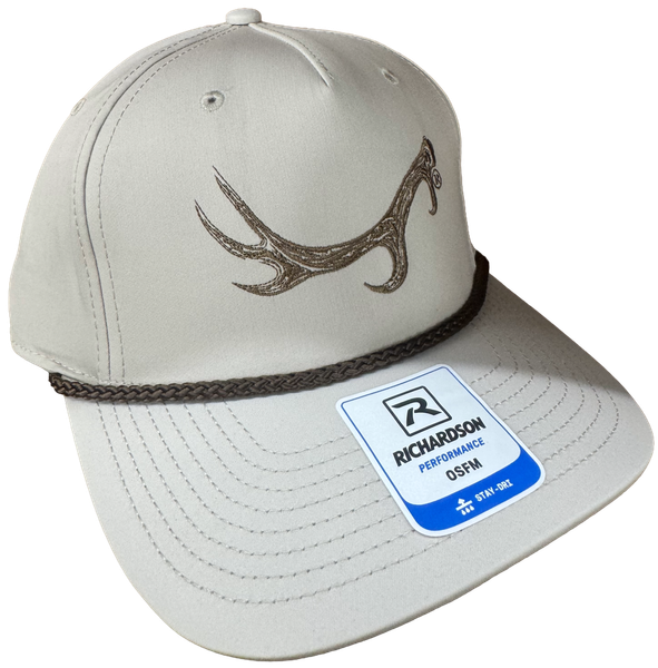 Little River Embroidered Antler 258 Hat in tan with brown rope and embroidered antler design.