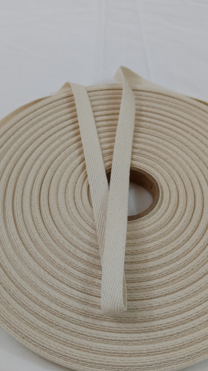 1 Natural Cotton Twill Tape - 100 YARDS - Medium Weight - Herringbone-  Made in USA