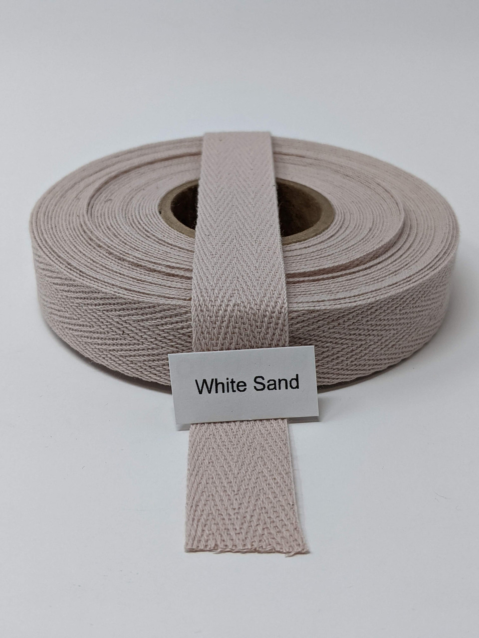 Cotton Twill Tape 3/4 White Sand, 10 yard roll