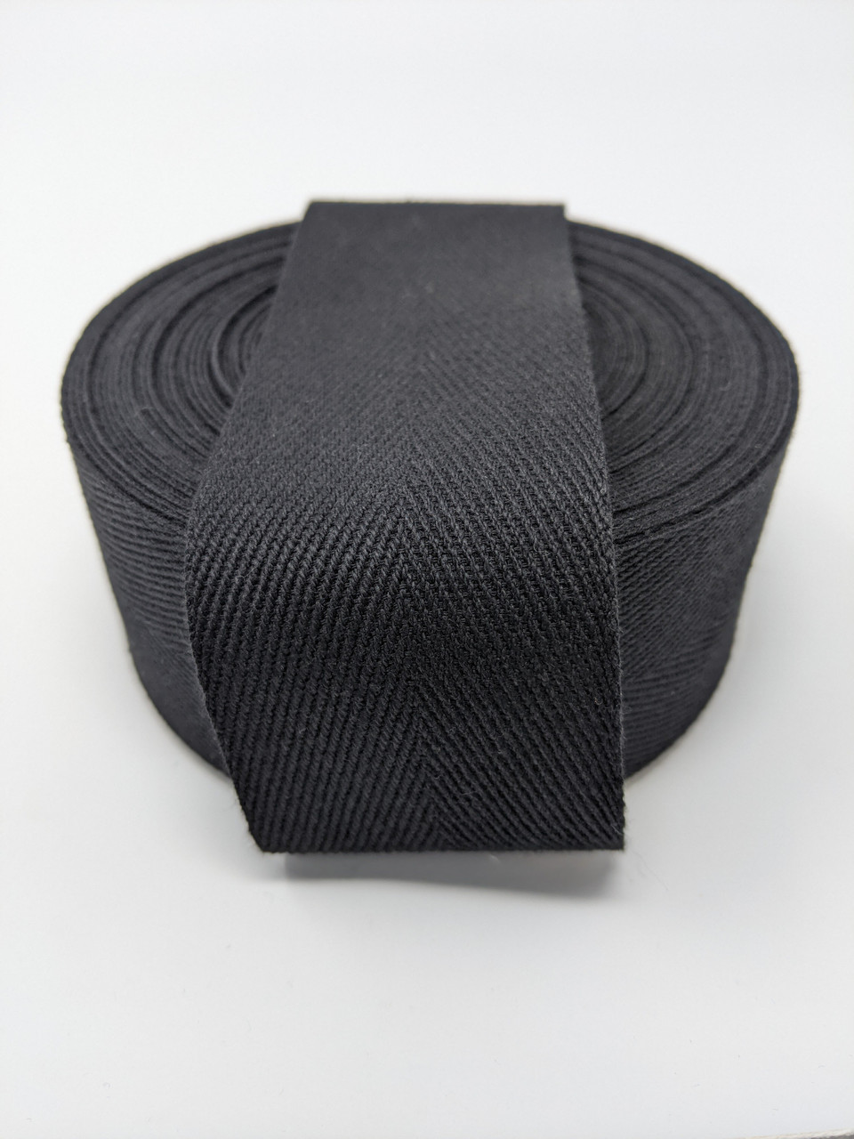 Black Cotton Twill Tape 25mm - Renaissance Fabrics