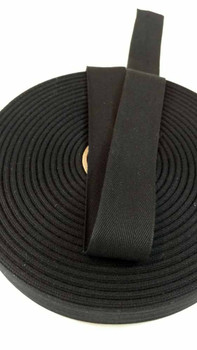 Lightweight 1.25" black twill tape, 72 yard roll