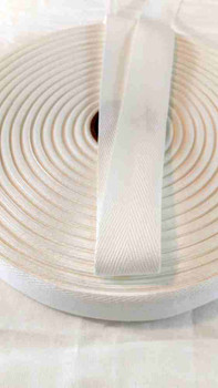 Heavyweight 1.25 inch white twill tape, 72 yard roll