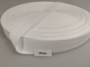 Cotton Twill Tape 3/4" White, 72 yard roll