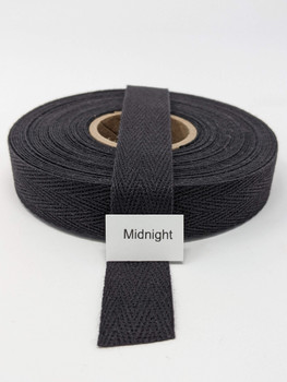 Cotton Twill Tape 3/4" Midnight Black, 10 yard roll