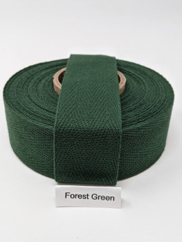 Cotton Twill Tape 1.25" Forest Green, 10 yard roll