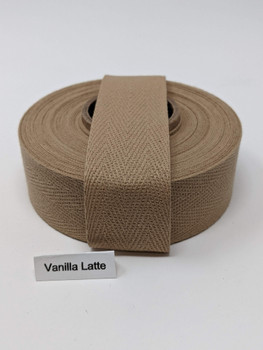 Cotton Twill Tape 1.25" Vanilla Latte, 10 yard roll