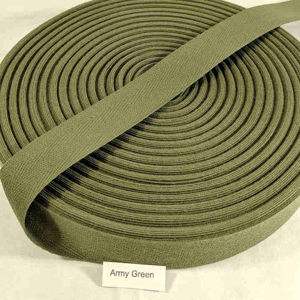 Cotton Twill Tape 1.25" Army Green, 72 yard roll