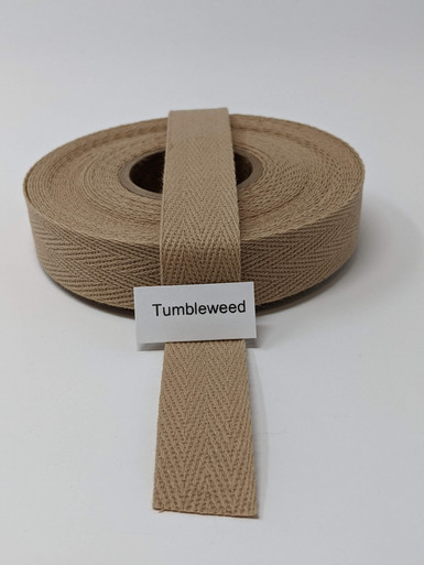 Cotton Twill Tape 1.25 Tumbleweed, 10 yard roll