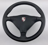 1997-2004 Porsche 986 Boxster / 996 911 Black Leather 3 Spoke Steering Wheel w/ Airbag / Manual /   BX067