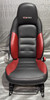 2005-2013 Chevrolet Corvette C6 Z06 Black & Red Leather Power Seats w/ Memory / Pair  /   C6022