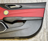 2017-2021 Alfa Romeo Giulia Front Interior Door Panels / Pair / Red Leather / Carbon Fiber /   AG007