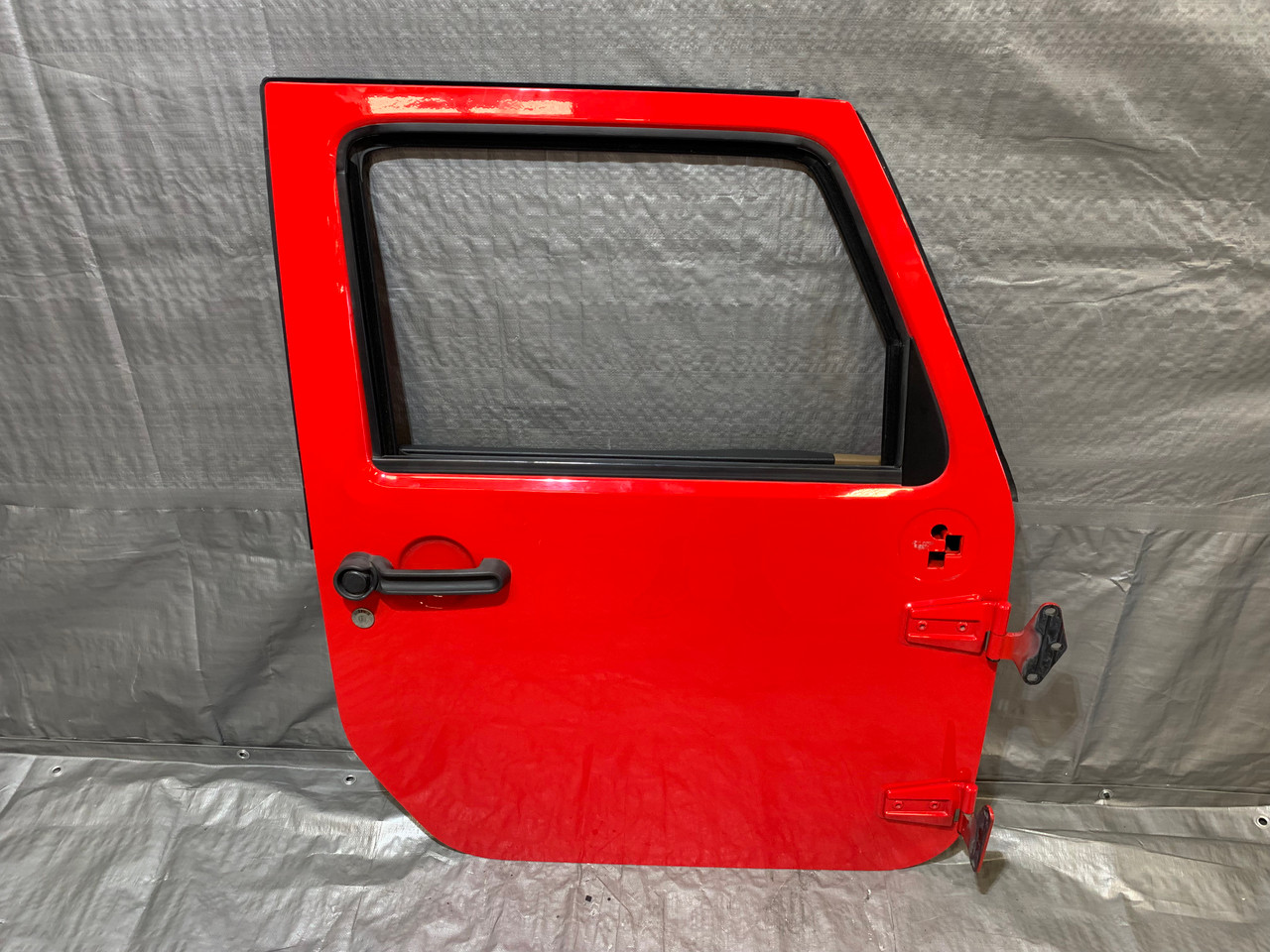 DAMAGED* 2011-2018 Jeep Wrangler JK Unlimited 4DR Passenger Front Door /  Firecracker Red JK004 - Redline Auto Parts