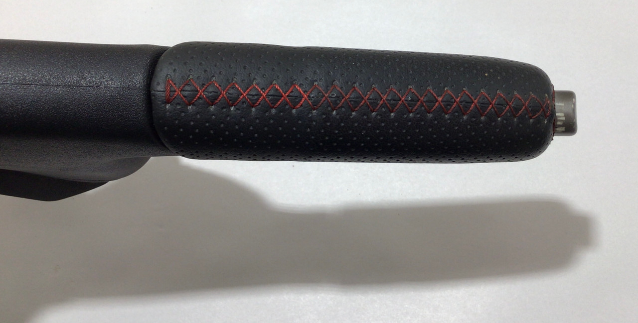 FIAT 500 eBrake Handle Cover - Leather - Black w/ Orange Stitching