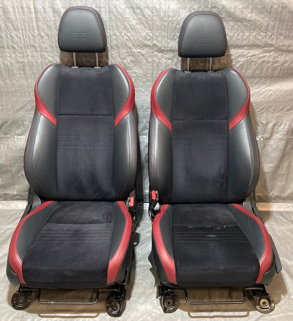 2015-2018 Subaru WRX STI OEM Front Seats / Black Leather / Alcantara / Pair  / SS012