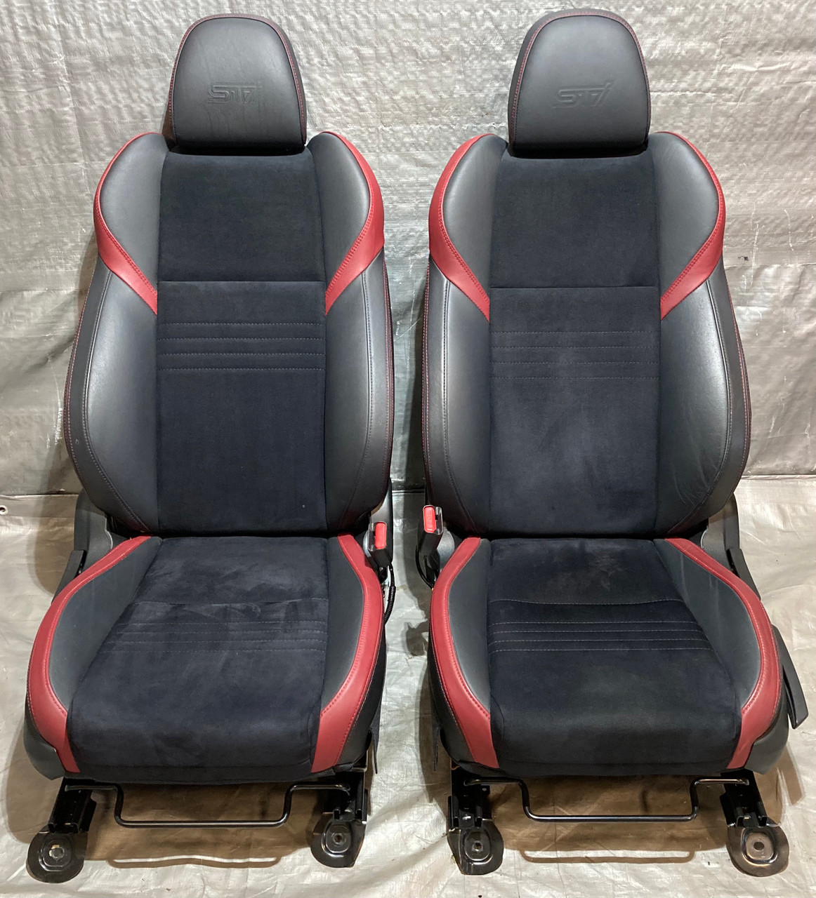 2019-2020 Subaru WRX STI OEM Front Seats Black Alcantara w/ Red