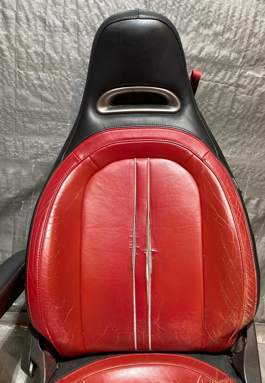 2012-2013 Fiat 500 Abarth Black / Red Leather Front Seats / Pair