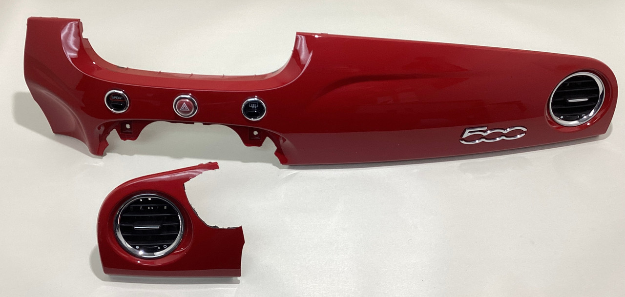 2012-2015 Fiat 500 Abarth OEM Dashboard Trim Panels / Rosso F5022
