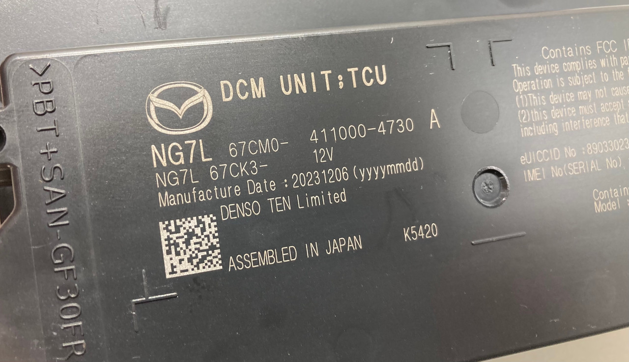 2024 Mazda Mx5 Miata Data Communication / Telematics Control