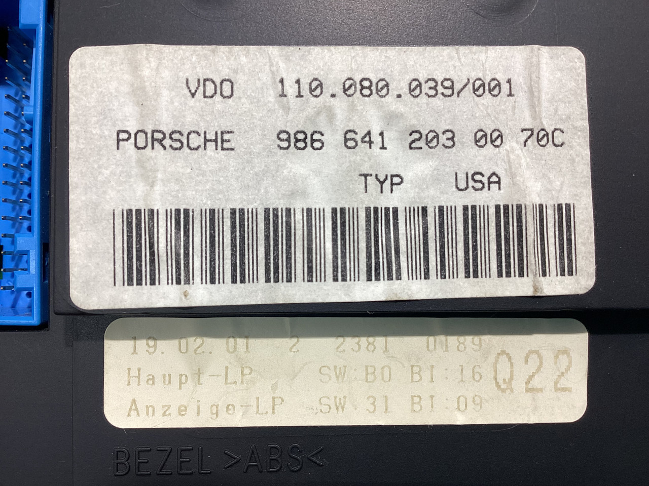 user_b953f647ページ 2001 Porsche 986 Boxster 2.7l Instrument Gauge Cluster / Manual