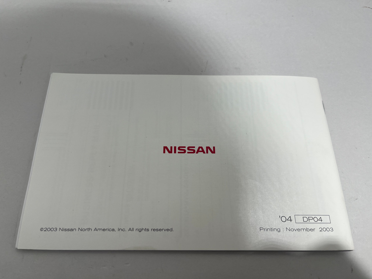 2004 Nissan 350z Touring Convertible Factory Owner's Manual w