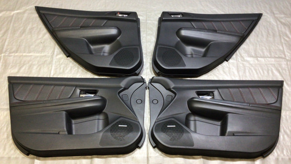 2015-2020 Subaru WRX STI Interior Door Panels / Set of 4 / Black Leather / Red Stitching /   SS008
