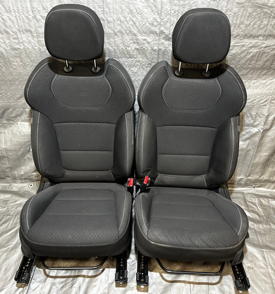 2019-2022 Hyundai Veloster N OEM Front Seats / Black Cloth / Blue Stitching / Pair / HV007