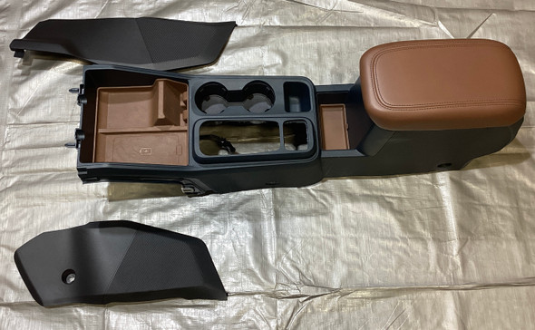 2022-2023 Ford Maverick OEM Center Console Assembly w/ Lid / Wireless Charging Pad / Desert Brown /   MV001