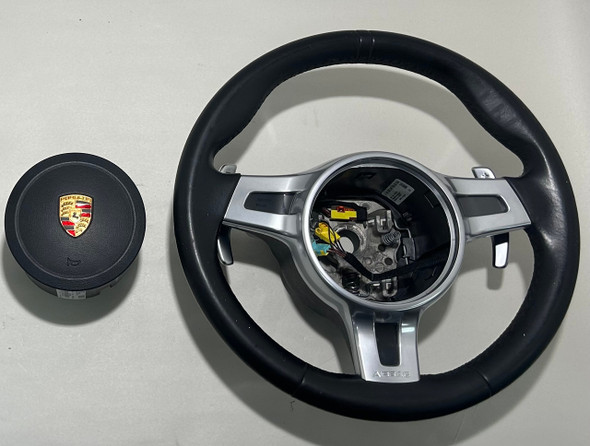 2013-2016 Porsche 981 Boxster Cayman / 991 911 Black Leather Sport Steering Wheel w/ Airbag / PDK / BC203