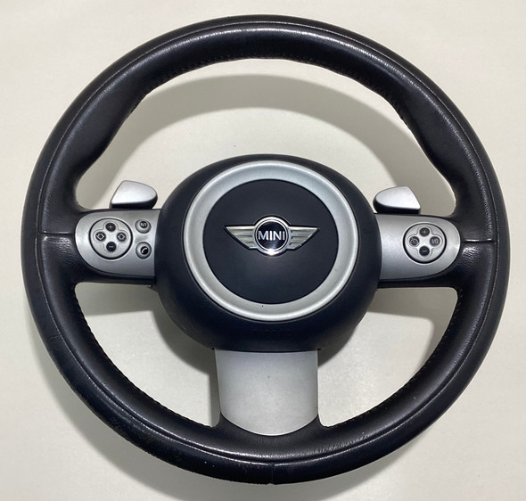 2003-2006 Mini Cooper 3 Spoke Leather Steering Wheel w/ Airbag / Automatic /   R1031