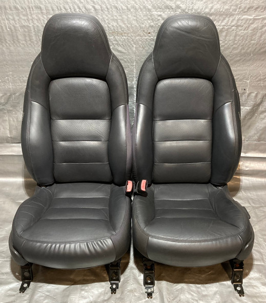2010 Chevrolet Corvette C6 Grand Sport Perforated Black Leather Seats / Pair *DAMAGE* / C6018