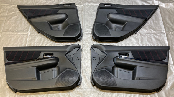 2015-2020 Subaru WRX STI Interior Door Panels / Set of 4 / Black Suede / Red Stitching /   SS017