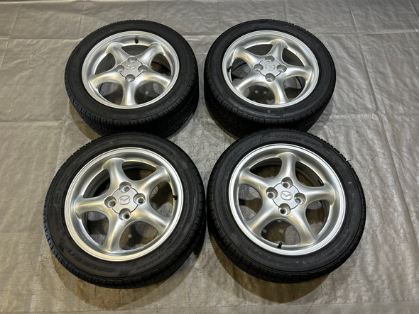 1999-2002 Mazda Miata Refinished 15x6" 5 Spoke Enkei Wheels Rims w/ Tires / Set of 4 / NB254