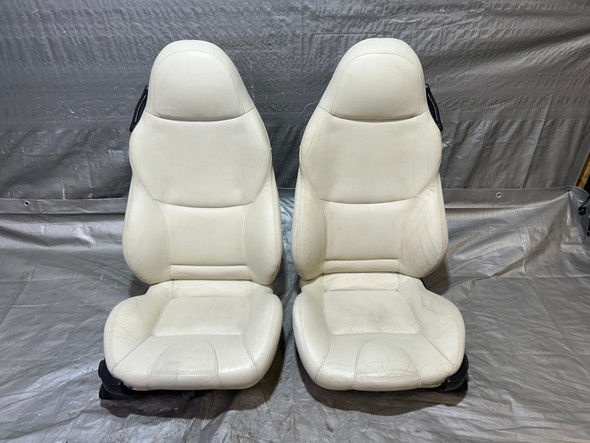 2000-2002 BMW Z3 Roadster OEM Seats / Lotus White Chameleon Leather / Pair / Z3037