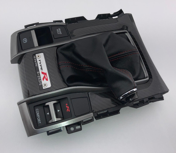 2017-2021 FK8 Honda Civic Type R Front Console Shifter Surround / Boot w/ Carbon Fiber Trim /   TR105