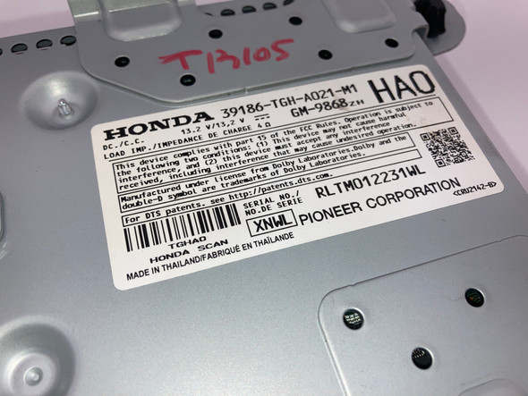 2017-2021 Honda Civic Type R Panasonic Premium Audio Amplifier / 39186TGHA021M1 /   TR105