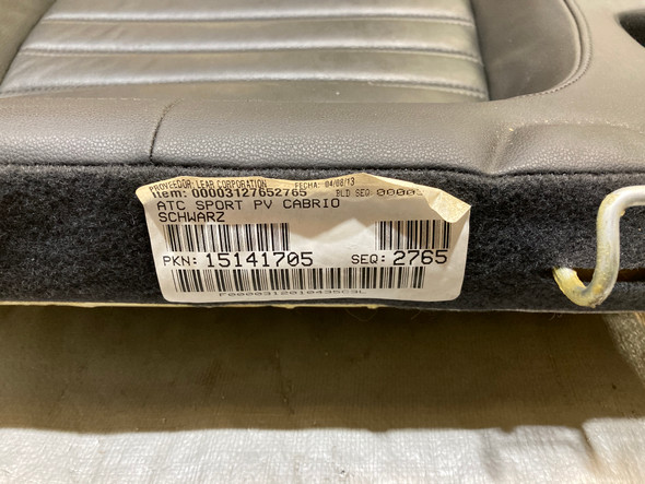 2013-2015 Volkswagen Beetle Convertible Titan Black Leatherette Rear Seat Set /   VB012